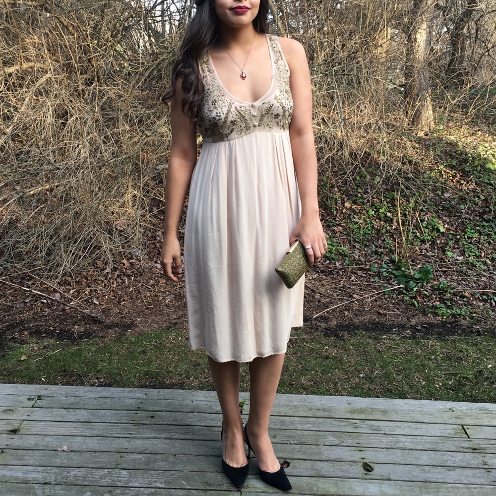 Silk embroidered dress